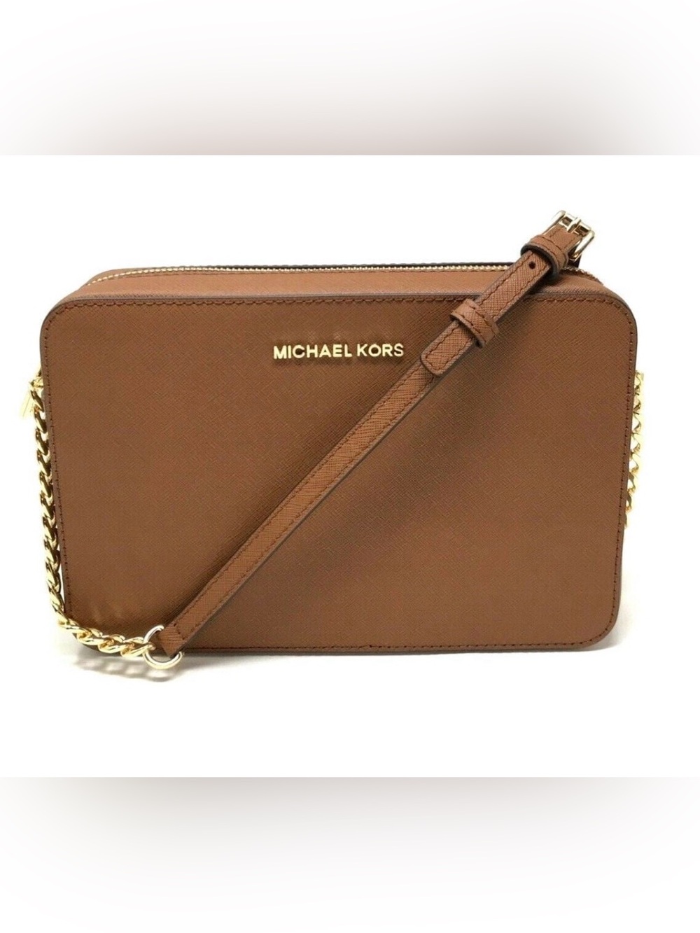 Michael Kors Tan Saffiano Leather Crossbody with Gold Logo